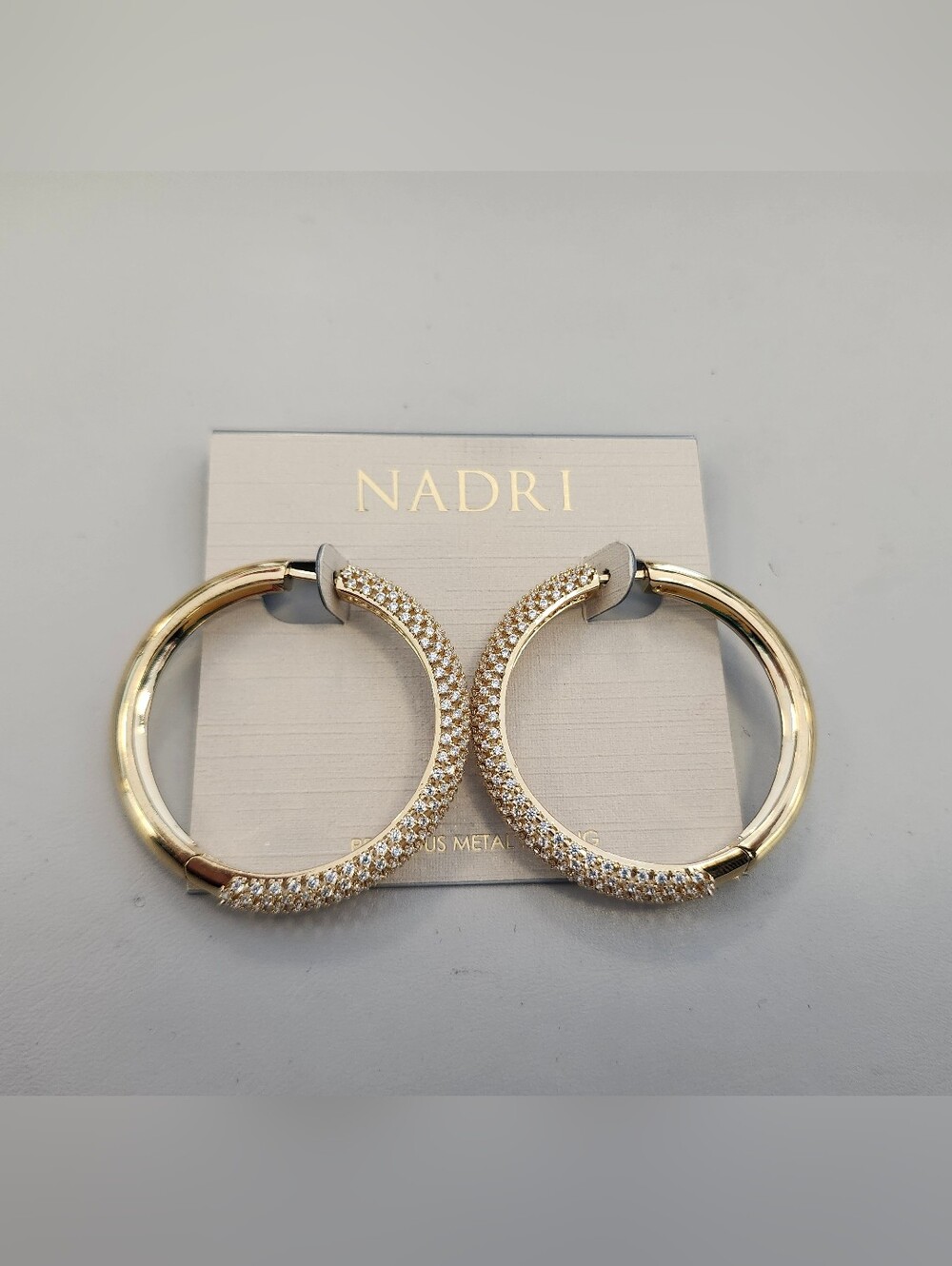 NWT Nadri Gold-Tone Cleo Cubic Zirconia Large Pave Hoop Earrings